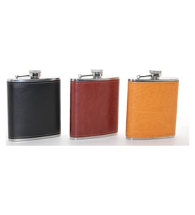 Paslanmaz Çelik Tekli 7 Oz Derili Matara Alk2660