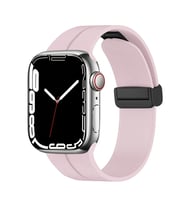 Apple Watch 44mm Kordon Magnetli Ayarlanır Silikon Kordon (Pembe)