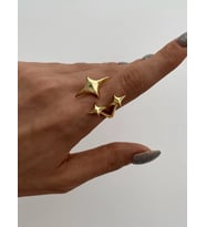 Özel Seri Yıldız Desen Ayarlanabilir Gold Yüzük