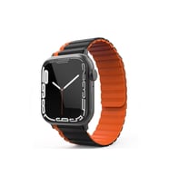 Apple Watch 42mm Mo-wb1 Çift Renk Mıknatıslı Silikon Kordon (saat Değildir) - Siyah-turuncu