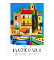 1963 Cote D'azur Fransız Rivierası Dünya Seyahat Poster Tablo Ahşap Poster Dekoratif