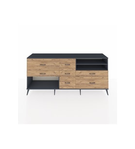 Hyperion Konsol 2 Raflı 7 Çekmeceli  220x44x99 Antrasit-Antrasit/Çam