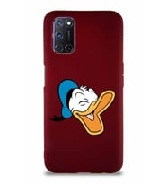 Oppo A52 Soft Premier Kapak Donald Duck-E Tasarımlı Silikon Kılıf - Mürdüm (Şeffaf)