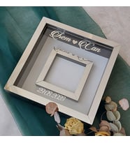 Siyah-Gümüş 25x25 Cm Fotoğraf Bölümlü Verda Anı Çerçevesi-6 cm Derinlikli Anı Çerçevesi(Fotoğraf Hediye)