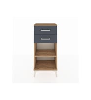 Arges Komodin Tek Raflı 2 Çekmeceli 44x30x96 Çam-Antrasit
