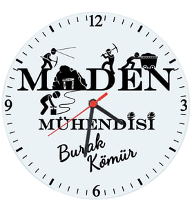 Biresimden Maden Mühendisine Hediye isimli Cam Duvar Saati
