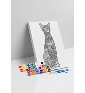 Kedi Desenli Mandala Tuval Boyama Seti 40x50 cm