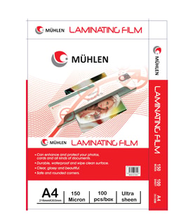 Mühlen Laminasyon Makinesi Filmi 150 Mc A4 1 Paket 100 Adet