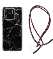 Xiaomi Poco X3 Pro M4 Pro X4 Pro C40 10C Kılıf Boyun Asklı Rasta Silikon Fragile Black Mermer 1378