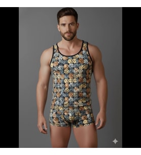 Erkek Desenli Tank Top Boxer Takımı