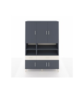 Hyperion Dolap 8 Raflı 2 Çekmeceli 6 Kapaklı 132x44x195 Antrasit-Antrasit/Aytaşı