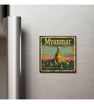 Myanmar Myanmar - Posta Pulu Temalı Ülke - Baskılı Buzdolap Magneti Kare - 9x9 cm