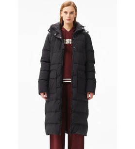 Lacoste Down Fill Womens Parka Uzun Boy Kaz Tüyü Dolgulu Kapüşonlu Kadın Parka Siyah