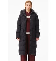 Lacoste Down Fill Womens Parka Uzun Boy Kaz Tüyü Dolgulu Kapüşonlu Kadın Parka Siyah