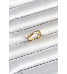 316L Çelik Gold Renk Zirkon Taşlı Kadın Yüzük TJ-BYK4180