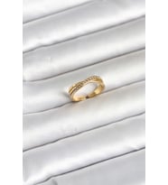 316L Çelik Gold Renk Zirkon Taşlı Kadın Yüzük TJ-BYK4180