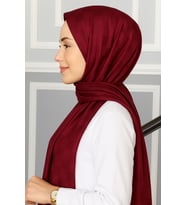 Emproyal Silver Jakar Dama Desenli Şal 75x190 cm (Bordo)