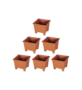 SY-5847 Dekoratif Plastik Kare Ayaklı Saksı 15 Lt Kiremit 6 Adet