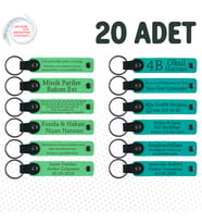 Fıstık Yeşili & K Turkuaz, Kına Gecesi Misafirlerine Hediye, 20’li Set, Kişiye Özel Anahtarlık