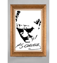EV İŞYERİ OFİS İÇİN ALTIN ÇERÇEVELİ PASPARTULU ATATÜRK TABLO S701