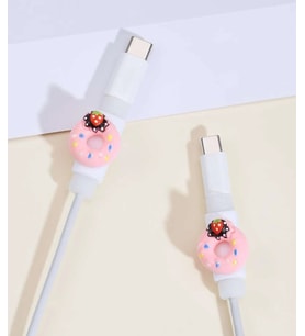 Açık Pembe Çilekli Donut Kablo Koruyucu