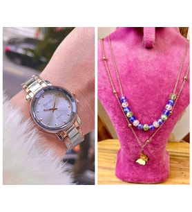 Ferrucci Sade Şık Model Çelik Kadın Kol Saati+Çelik Kolye Hediye (Gümüş - Pembe)