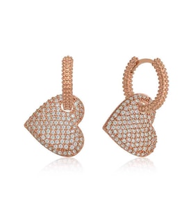 Gümüş Rose Halka Kalp Bayan Küpe