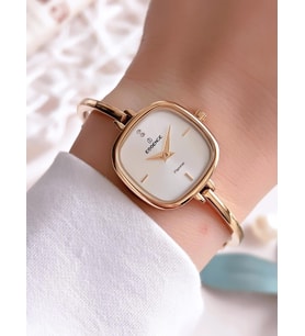 Essence Vintage Seri Küçük Kasa Çelik Kararma Renk Atma Yapmaz Kadın Kol Saat+Bileklik BD1222.110 (Sarı)