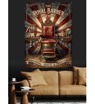 The Royal Barber Berber Koltuğu Dekoratif Kanvas - Mdf Ahşap Tablo