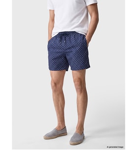 LCW SWIMWEAR Lacivert Kısa Boy Desenli Erkek Deniz Şortu