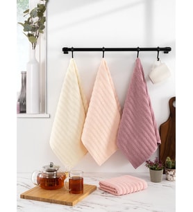 Mutfak Havlu Şal Seti 4 lü Ramla SoftLine Çizgili Dokuma Renkli - 40x65 cm (Model 3)