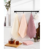 Mutfak Havlu Şal Seti 4 lü Ramla SoftLine Çizgili Dokuma Renkli - 40x65 cm (Model 3)