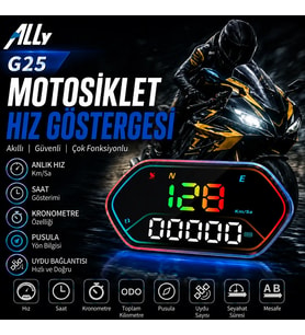 Ally HUD G25 OBD2 + GPS Head Up Display HUD Dijital Hız Göstergesi - Motosiklet il - ETC5948-9876