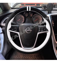 Opel insignia A Dikme Direksiyon Kılıfı Parlak Siyah Beyaz Detaylı Beyaz Çift Yüzük ve Dikiş 2008-2013