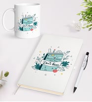 BK Gift Kişiye Özel Öğretmenler Günü Tasarımlı Beyaz Defter Kalem Kupa Seti - 1