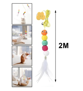 Pribor Tırtıl Kedi Oyuncağı, Kendinden Yapışkanlı, Zilli, Elastik İpli, Asılı Kedi Oyuncağı (Çok Renkli)