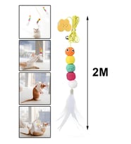Pribor Tırtıl Kedi Oyuncağı, Kendinden Yapışkanlı, Zilli, Elastik İpli, Asılı Kedi Oyuncağı (Çok Renkli)