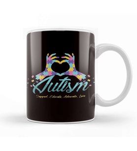 Autism Awareness Heart Puzzle Autistic Ribbon Special Needs Kupa Bardak Porselen