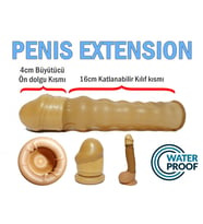 Uzatmalı kılıf, dildo prezervatif, 4 cm dolgulu