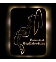 Lucenda Led Işıklı Kişiselleştirilebilir Kadın Temalı Tablo Cleo Dekoratif Gece Lambası (Sarı)