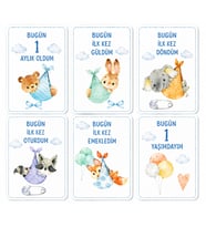 Erkek Bebek İlklerim Anı Kartları – 6’lı MDF Set (7×10 cm)