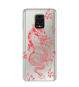 Xiaomi Redmi Note 9S - Redmi Note 9 PRO Uyumlu Ejderha Tasarımlı Şeffaf Telefon Kılıfı