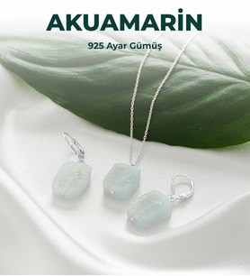 Luxtone Sertifikalı Akuamarin Set 925 Ayar Gümüş Kolye Küpe Kadın Takı LX1640ST