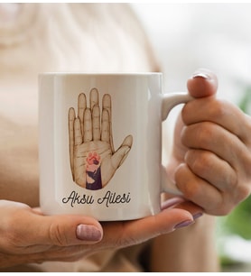 BK Gift Kişiye Özel İsimli Aile ve Pati Beyaz Kupa Bardak -3, Anneye Hediye, Yeni Doğum Hediye