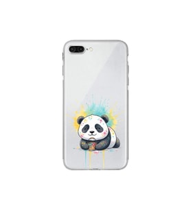 iPhone 7 Plus ile Uyumlu Splash Panda Tasarımlı Şeffaf Silikon Kılıf