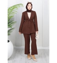 Soft Blazer Takım Kahverengi 19389