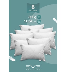 8 Adet Diamant Plus Kılıflı Fermuarlı Yıkanabilir Antialerjik Silikon Elyaf Yastık 50x70cm 800 gr
