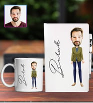 Kişiye Özel Karikatür Tasarım Defter Kalem Kupa Hediye Seti 96259