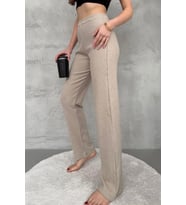 Kadın Vizon Yüksek Bel Fitilli Bol Paça Günlük İnce Eşofman Altı Pijama