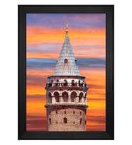 Galata Kulesi Motifli Kanvas Tablo 50 x 70 cm Siyah Çerçeve